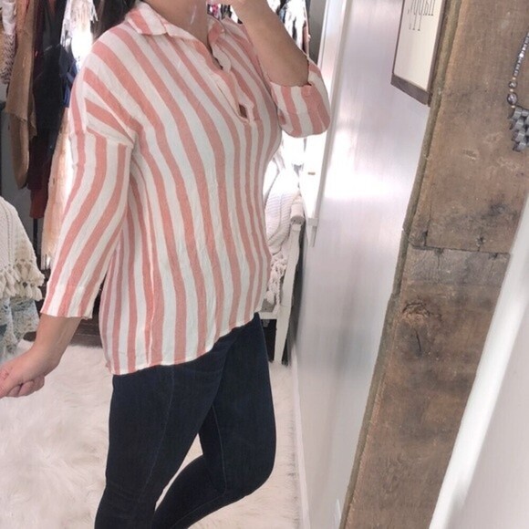 Umgee size small peach striped top - Picture 2 of 5